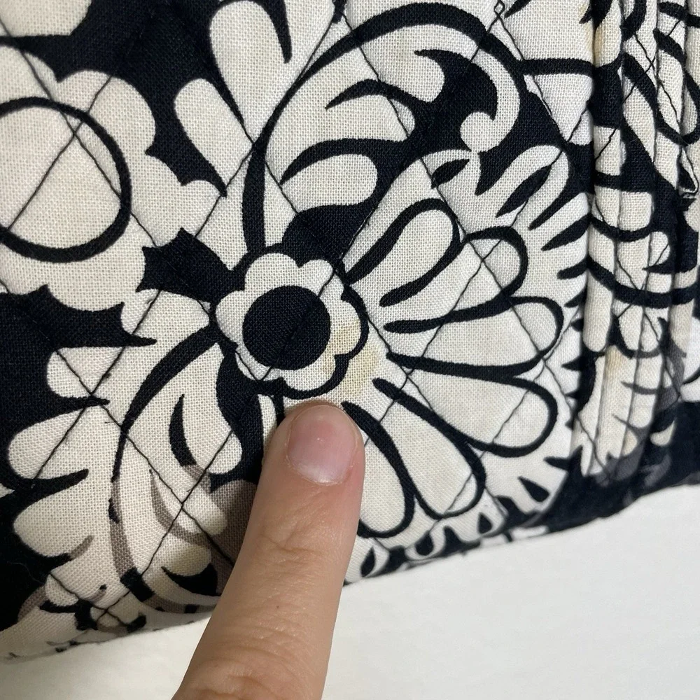 RETIRED Baroque‎ Vera Bradley Three-O Tote Bag Black, White, Yellow Floral
